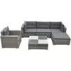 Image de vidaXL Salon de jardin 6 pcs avec coussins résine tressée gris