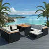 Image de vidaXL Salon de jardin 10 pcs avec coussins Résine tressée Noir