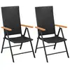 Image de vidaXL Chaises empilables de jardin lot de 2 Résine tressée Noir