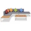 Image de vidaXL Salon de jardin 4 pcs avec coussins Aluminium et WPC