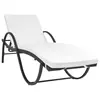 Image de vidaXL Chaise longue avec coussin Résine tressée Noir