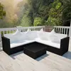 Image de vidaXL Salon de jardin 4 pcs avec coussins Résine tressée Noir