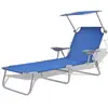 Image de vidaXL Chaise longue avec auvent Acier Bleu