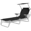 Image de vidaXL Chaise longue avec auvent Acier Noir