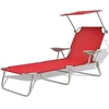 Image de vidaXL Ligbed met luifel staal rood