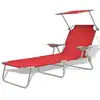 Image de vidaXL Chaise longue avec auvent Acier Rouge
