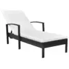 Image de vidaXL Chaise longue avec coussin Résine tressée Noir
