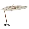 Image de vidaXL Parasol suspendu avec poteau en bois 350 cm blanc