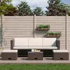 Image de vidaXL Salon de jardin 4 pcs avec coussins Résine tressée Marron