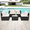 Image de vidaXL Salon de jardin 5 pcs avec coussins résine tressée noir