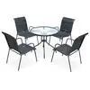 Image de vidaXL Mobilier de salle à manger d'extérieur 5 pcs Acier Noir