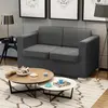 Image de vidaXL Canapé à 2 places Tissu Gris foncé