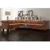 Image de vidaXL Canapé d'angle Chesterfield 6 Places Cuir artificiel Marron