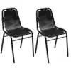 Image de vidaXL Chaises à manger lot de 2 noir cuir véritable