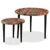 Image de vidaXL Table basse 2 pcs Détails tissés chindi Multicolore
