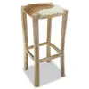 Image de vidaXL Tabouret de bar cuir de chèvre et bois de teck solide