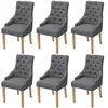 Image de vidaXL Chaises à manger lot de 6 gris foncé tissu