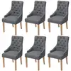 Image de vidaXL Chaises à manger lot de 6 gris foncé tissu