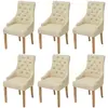 Image de vidaXL Chaises à manger lot de 6 crème tissu
