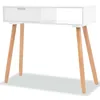 Image de vidaXL Table console Bois de pin massif 80 x 30 x 72 cm Blanc