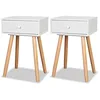 Image de vidaXL Table de chevet 2 pcs Bois de pin massif 40 x 30 x 61 cm Blanc