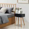 Image de vidaXL Table de chevet 2 pcs Bois de pin massif 40 x 30 x 61 cm Noir