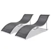 Image de vidaXL Chaises longues lot de 2 noir et gris