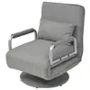 Image de vidaXL Fauteuil pivotant et canapé-lit Gris clair Tissu