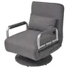 Image de vidaXL Fauteuil pivotant et canapé-lit gris foncé tissu