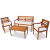 Image de vidaXL Salon de jardin avec coussins 4 pcs bois de teck solide