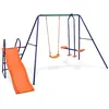 Image de vidaXL Ensemble de balançoire avec toboggan et 3 sièges Orange