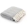 Image de vidaXL Couverture coton à chevrons 160x210 cm Gris