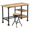 Image de vidaXL Bureau met inklapbaar krukje 115x50x76 cm massief mangohout