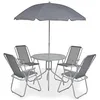 Image de vidaXL Ensemble à manger d'extérieur 6 pcs Acier et textilène Gris