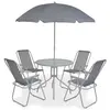 Image de vidaXL Ensemble à manger d'extérieur 6 pcs Acier et textilène Gris