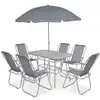 Image de vidaXL Ensemble à manger d'extérieur 8 pcs Acier et textilène Gris