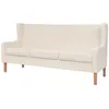 Image de vidaXL Canapé à 3 places Tissu Blanc crème