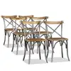 Image de vidaXL Chaises à manger lot de 6 bois de manguier massif et acier