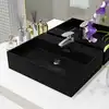 Image de vidaXL Vasque avec trou de robinet en céramique Noir 51,5x38,5x15 cm
