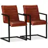 Image de vidaXL Chaises à manger lot de 2 marron cuir véritable