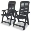 Image de vidaXL Chaises inclinables de jardin lot de 2 Plastique Anthracite