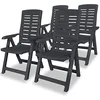 Image de vidaXL 4x Chaises Inclinables de Jardin Fauteuils de Patio Chaises d'Exterieur Sièges de Terrasse Chaises Pliables Plastique Anthracite