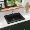 Image de vidaXL Lavabo en granit 600 x 450 x 120 mm Noir
