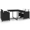 Image de vidaXL Salon de jardin encastrable 5 pcs et coussins Rotin Noir
