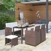 Image de vidaXL Ensemble à manger d'extérieur avec coussins 6pcs Résine tressée