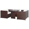 Image de vidaXL Ensemble de bistro 3 pcs avec coussins marron résine tressée