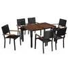 Image de vidaXL Ensemble à manger d'extérieur 7pcs Résine tressée acacia Noir