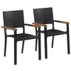 Image de vidaXL Chaise d'extérieur lot de 2 Résine tressée Noir