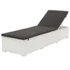 Image de vidaXL Chaise longue avec coussin Résine tressée Blanc