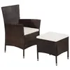 Image de vidaXL Chaise et tabouret d'extérieur et coussins Résine tressée Brun